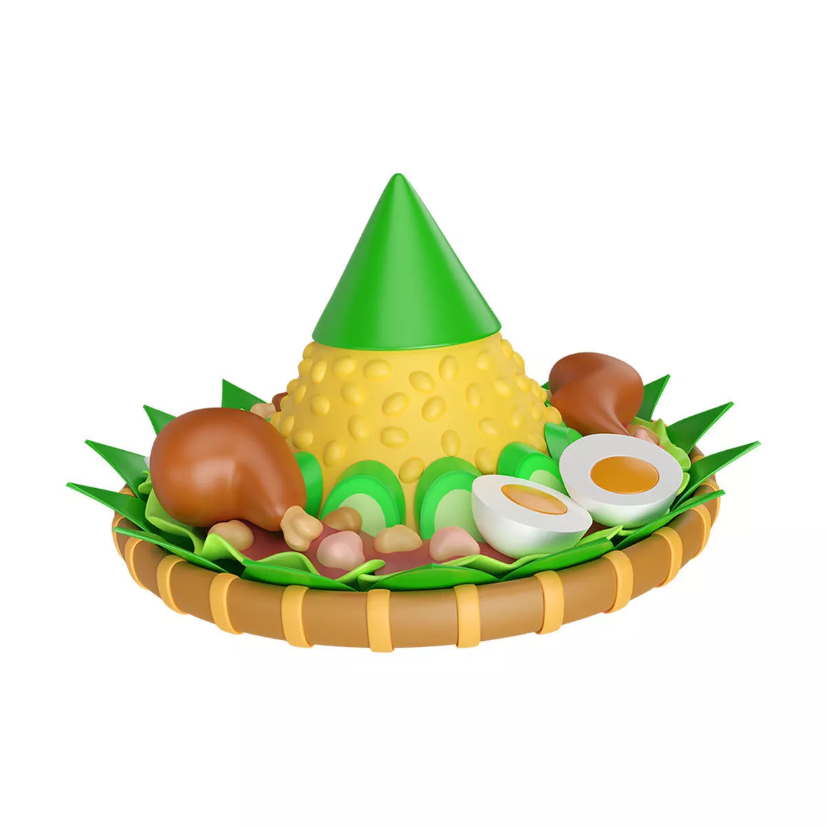 Cartoon Tumpeng Low-poly 3D model
