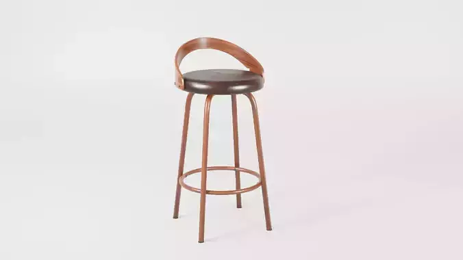 Wooden Bar Stool With Backrest