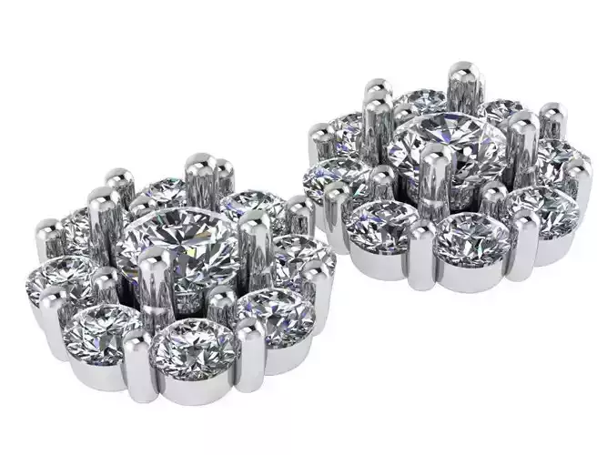 Round Stone Cluster Earring 1901 3D print model