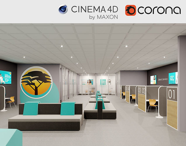 Corona - C4D scene files - FNB Bank 3D model