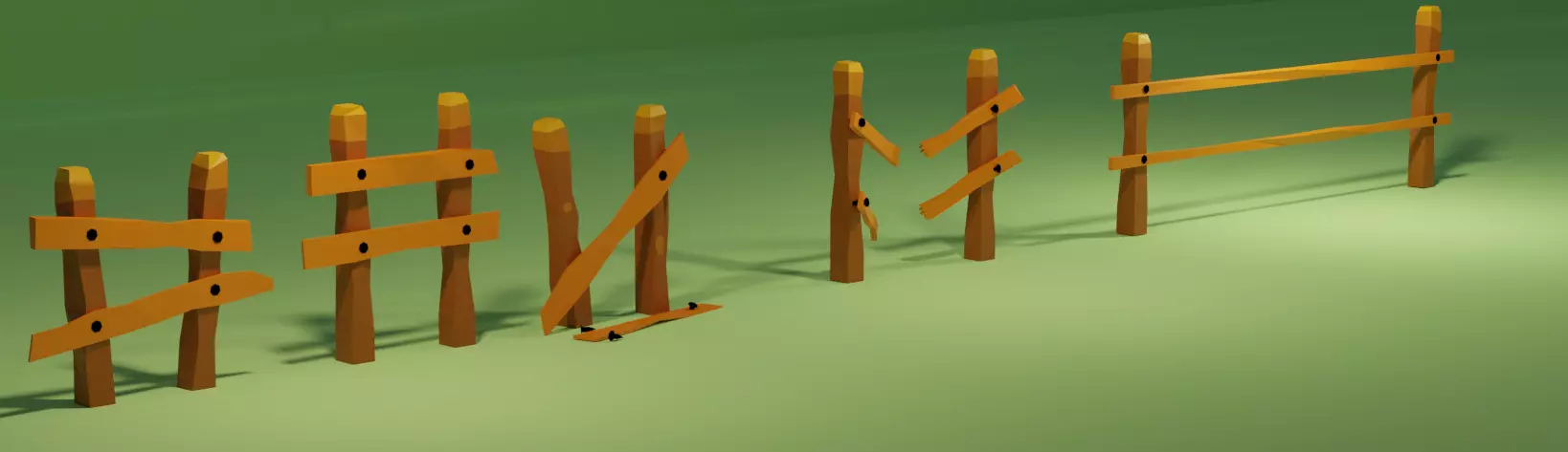 low poly fence 5 items Free low-poly 3D model