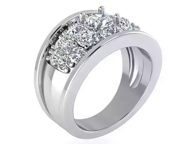 Round Diamond Signet Ring 1908 3D print model