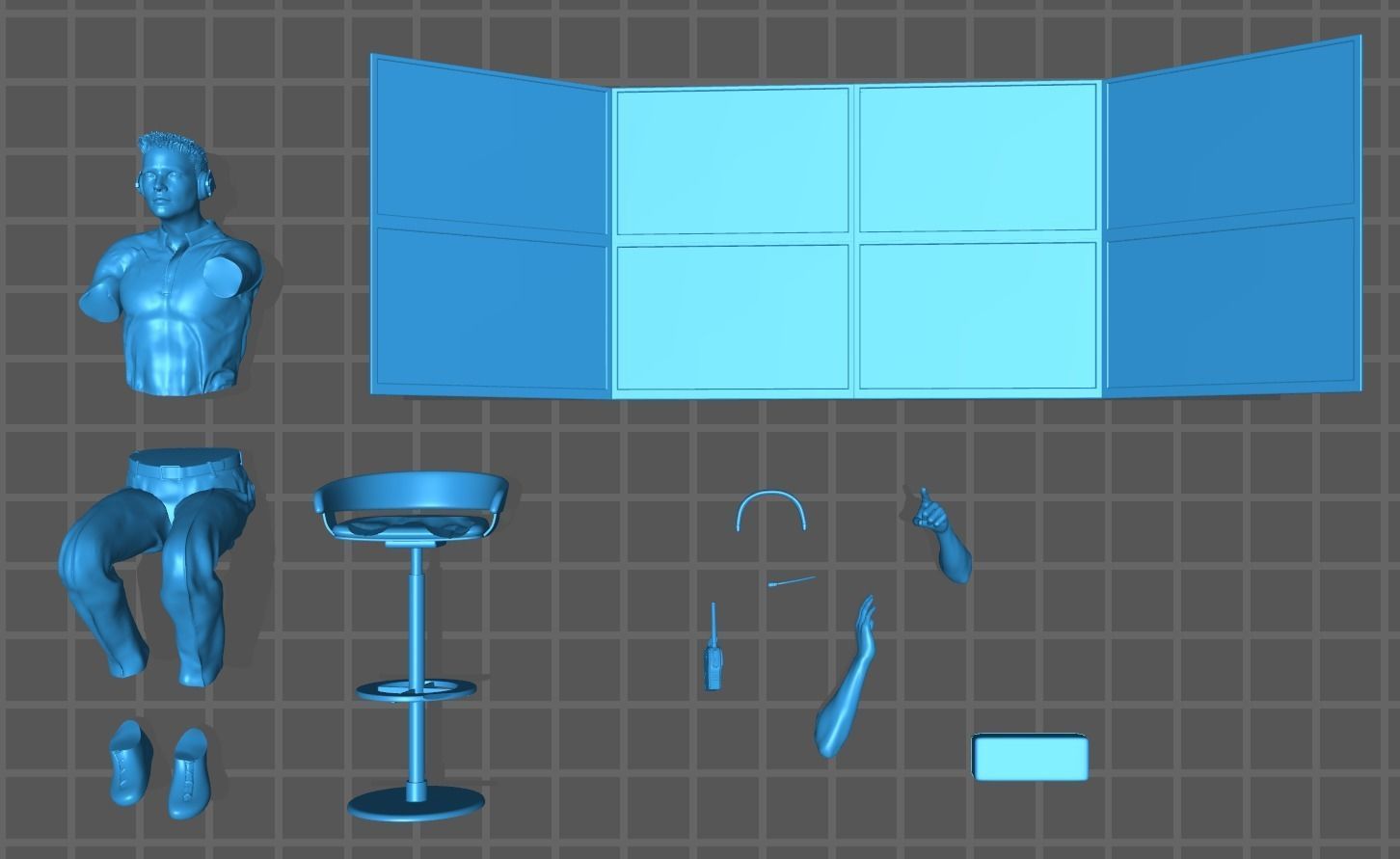 formula one TEAM PIT STOP HEAD COACH TV CONTROL ROOM 3D print model_6