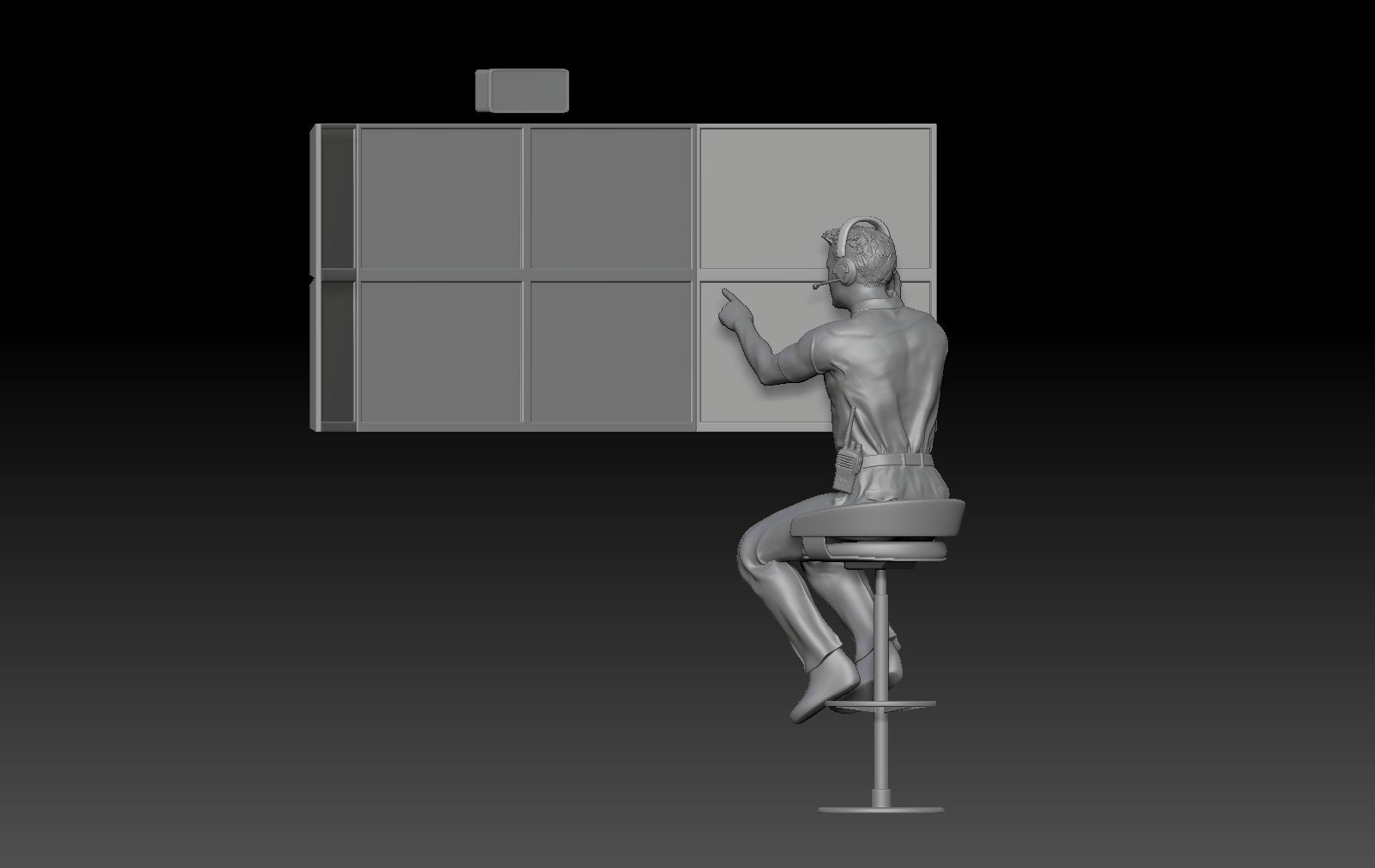 formula one TEAM PIT STOP HEAD COACH TV CONTROL ROOM 3D print model_4