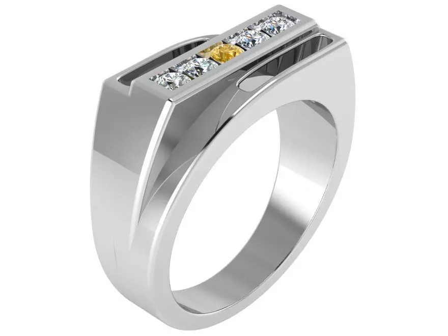 Octagon Yellow And White Gold Diamond Ring 1911 3D print model 3D print model