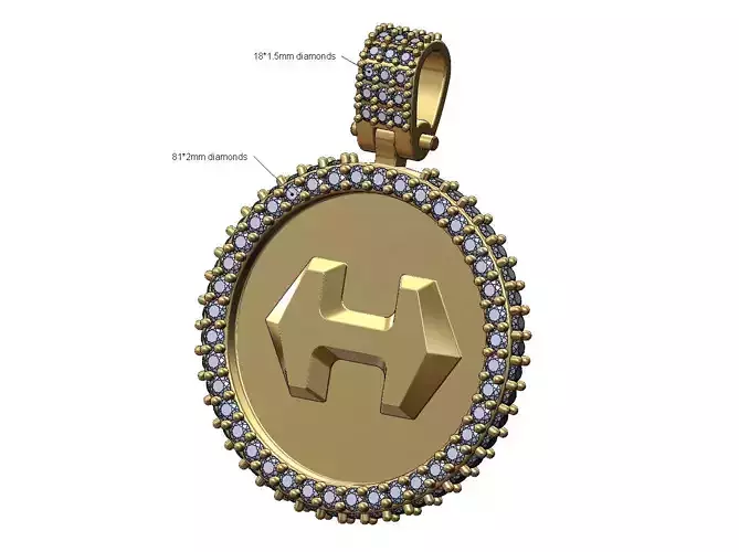 Iced Hermes Super H logo diamond pendant