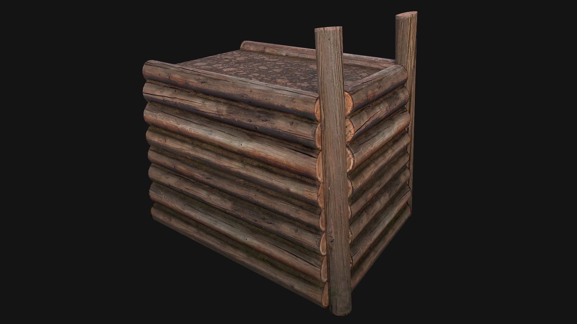 Wooden Castle Fort Walls Modular Low-poly 3D model_21