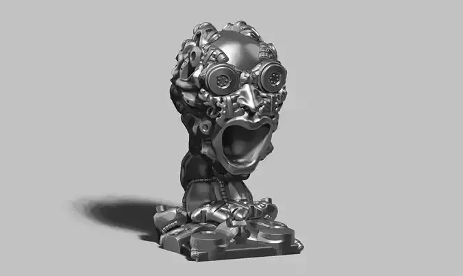 human robot head bust a03 3d print model 3D print model