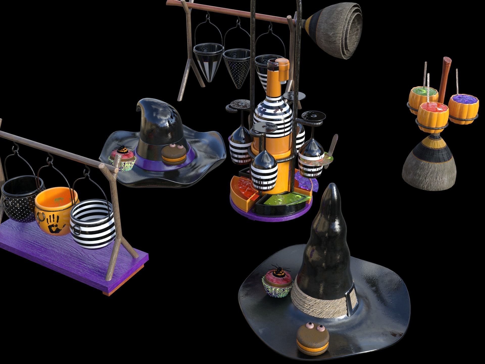 Pack halloween decoration 2022 Low-poly 3D model_1