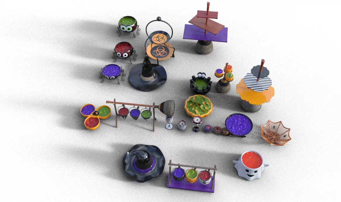 Pack halloween decoration 2022 Low-poly 3D model_0