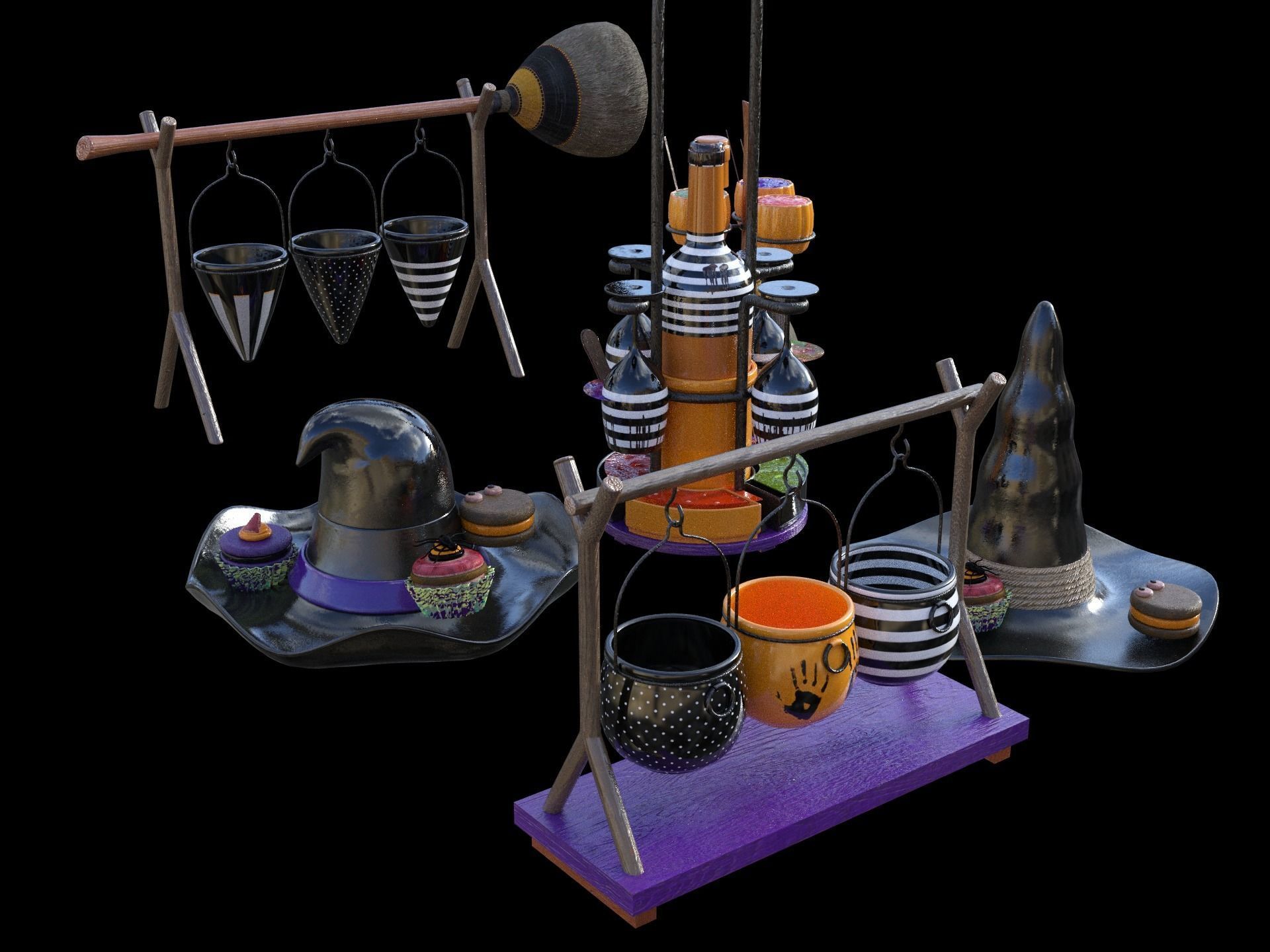 Pack halloween decoration 2022 Low-poly 3D model_5