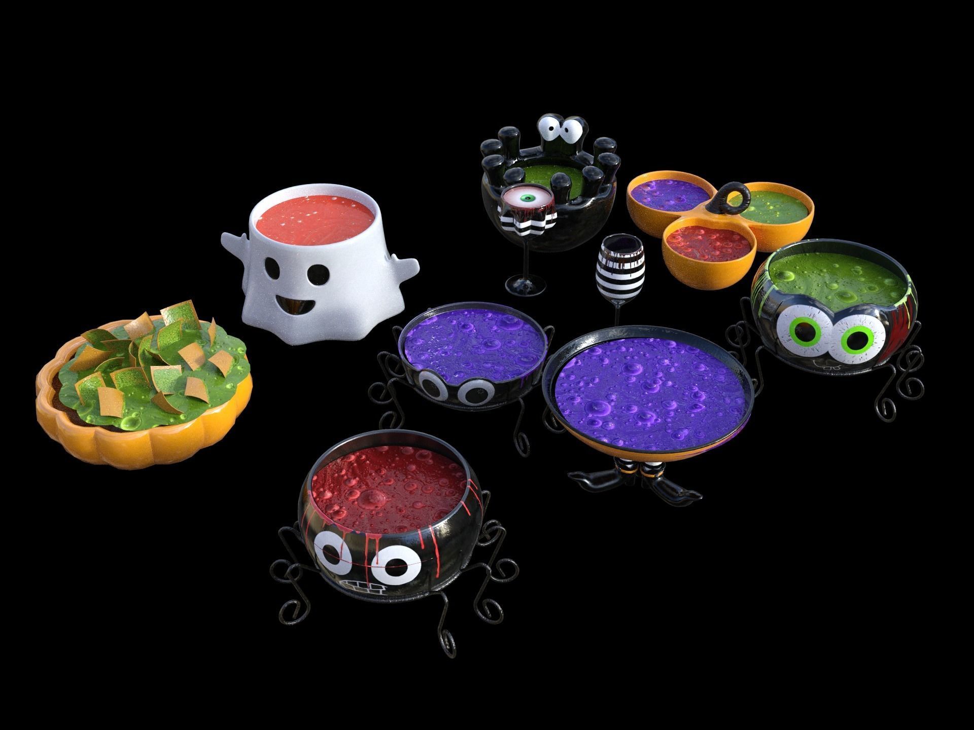 Pack halloween decoration 2022 Low-poly 3D model_2