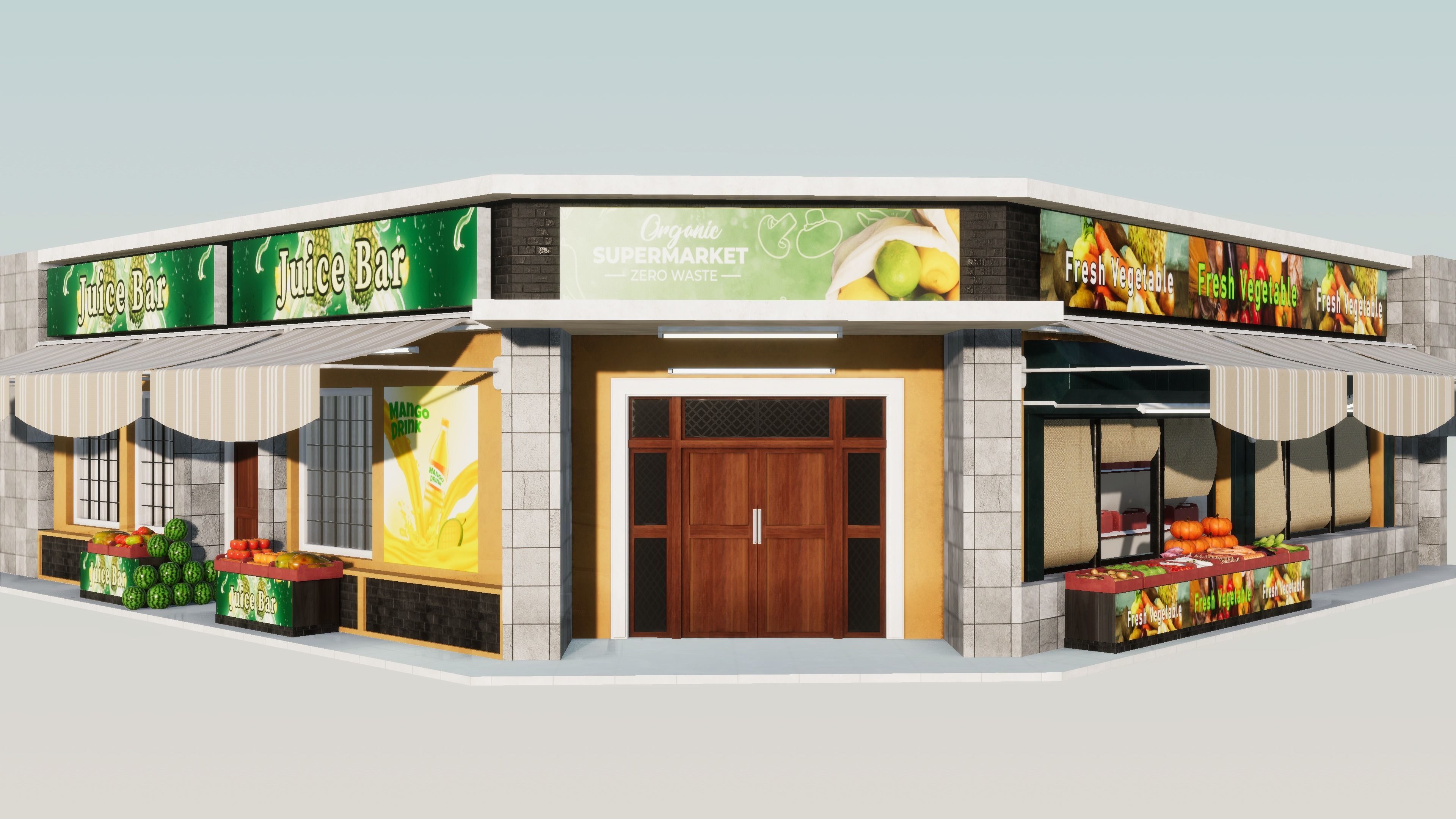 Store Front Pack 2 Low-poly 3D model_1