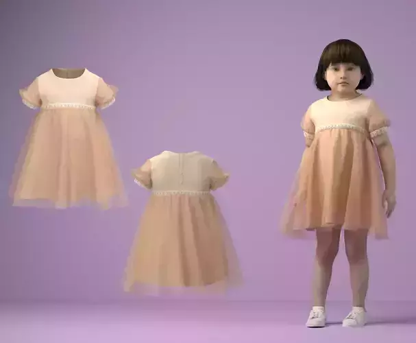 Kids clothes Dress 002 3D model
