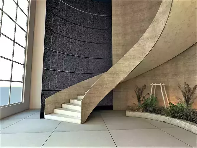 stairs staircase in modern building 3D model