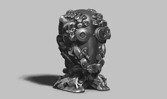 human robot head bust a03 3d print model 3D print model