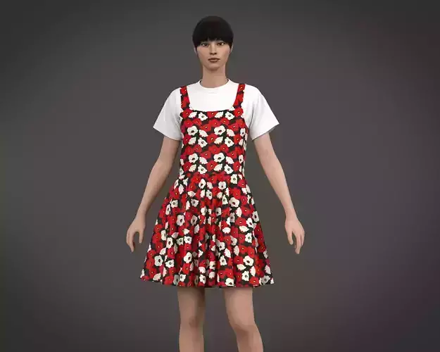 Girls mini dress with t-shirt inner in vintage flora