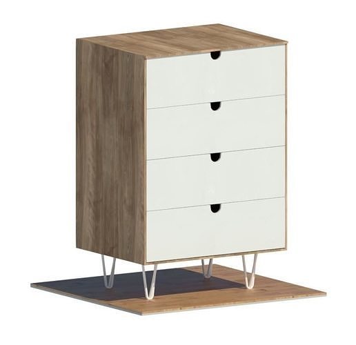 Tom 4 Drawer Cabinet White And Natural Free 3D model