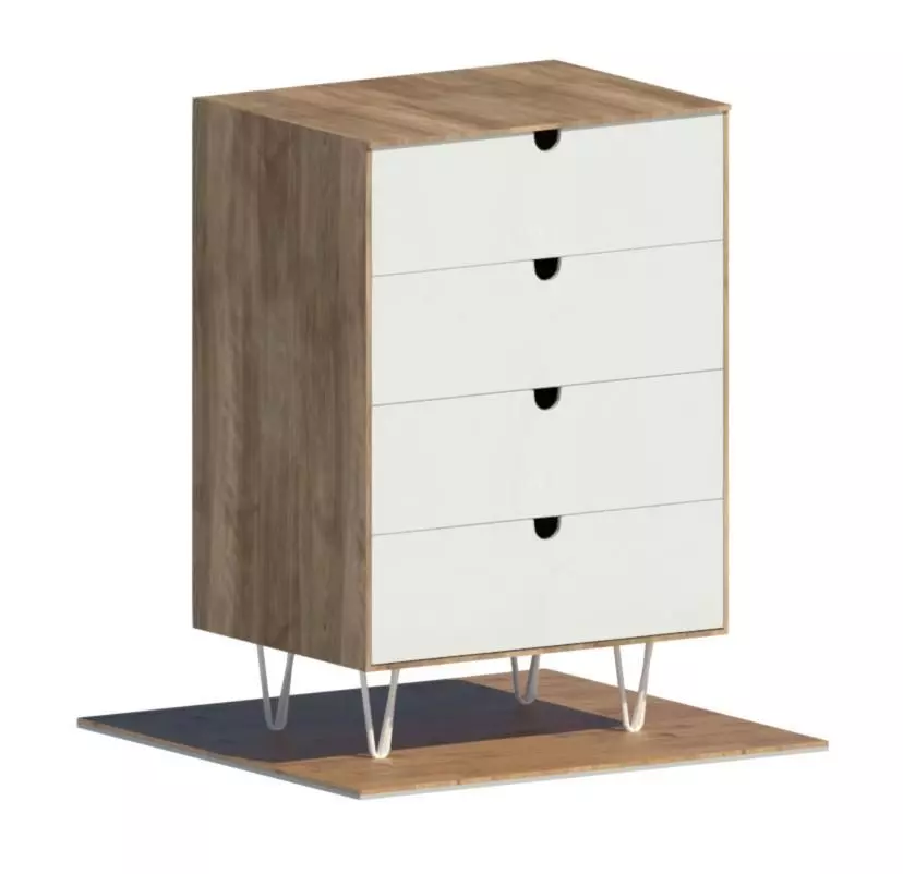 Tom 4 Drawer Cabinet White And Natural Free 3D model