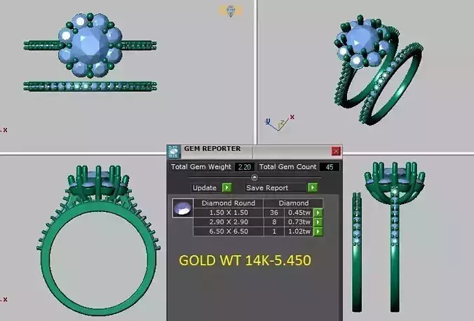 flower halo engagement ring set