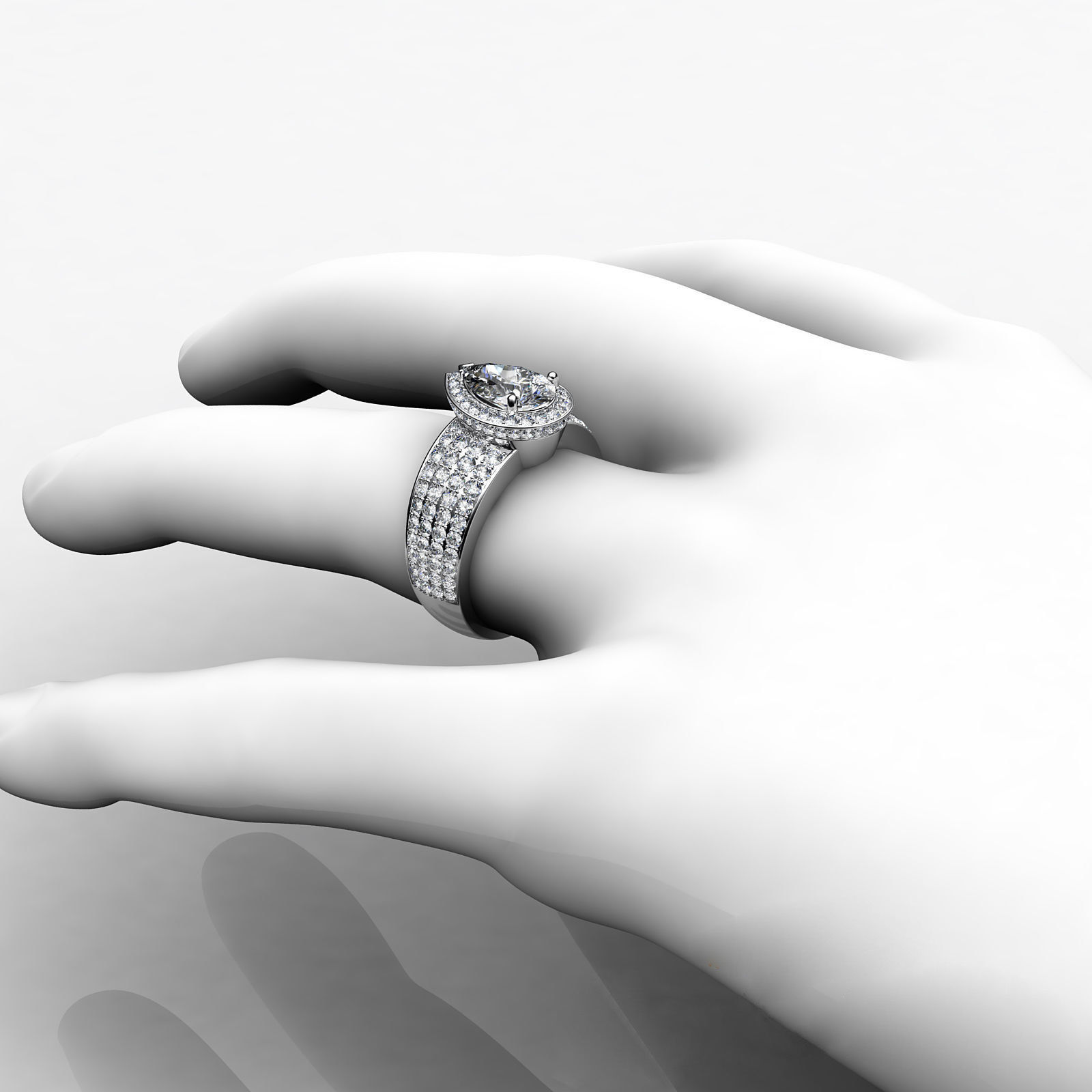 pear shape halo ring 3D print model_5