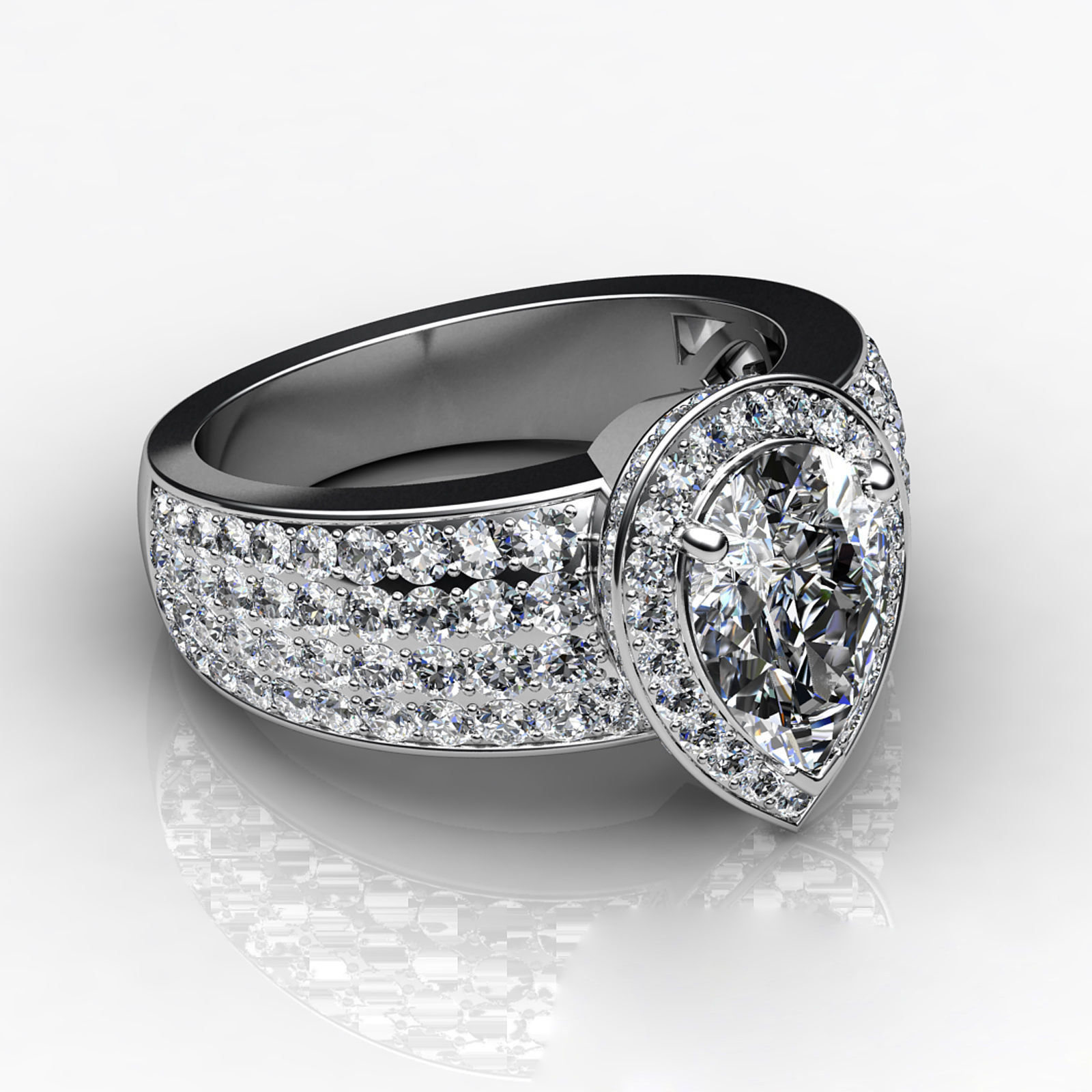 pear shape halo ring 3D print model_2