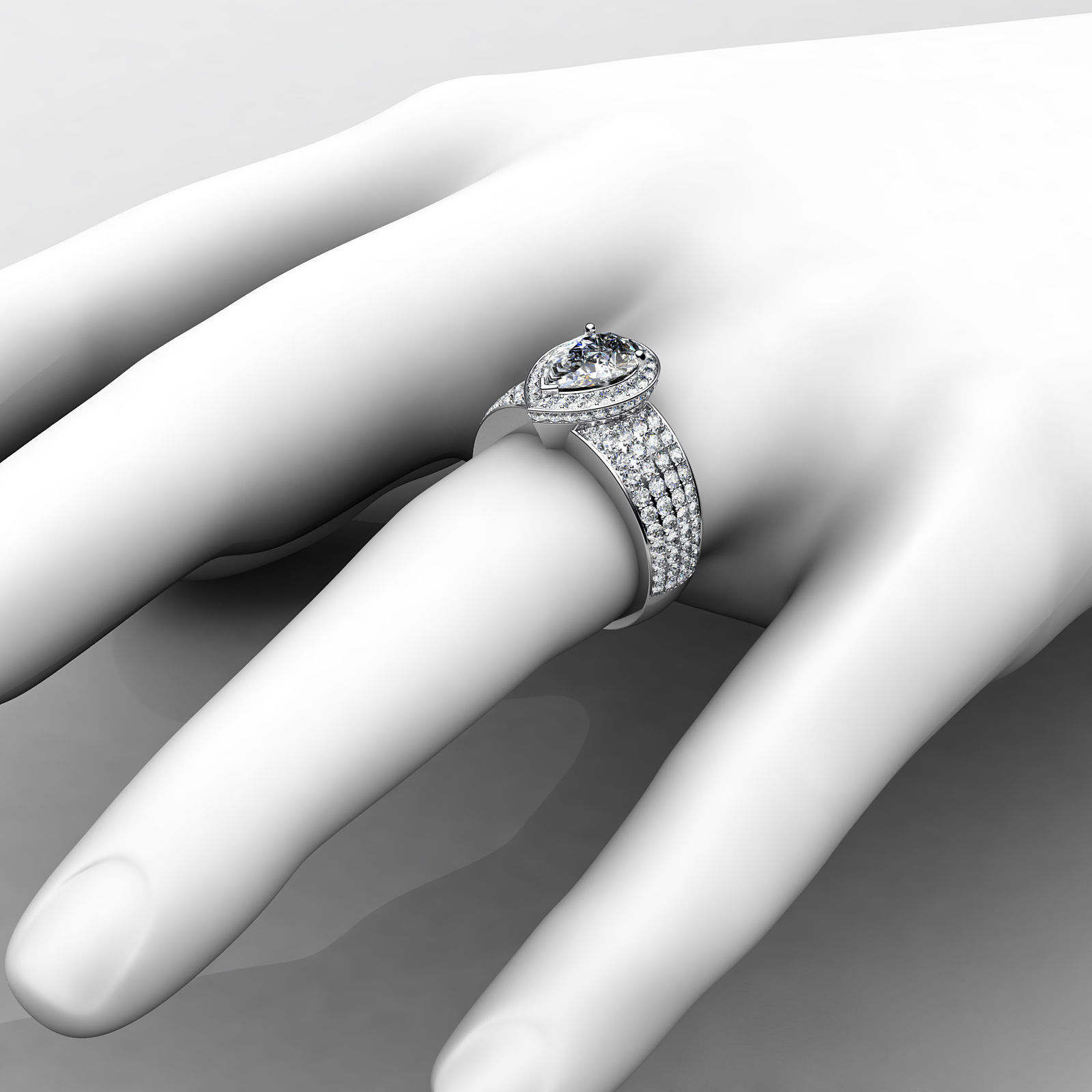 pear shape halo ring 3D print model_4