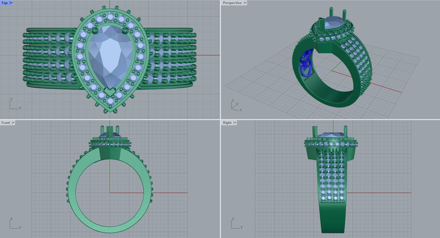 pear shape halo ring 3D print model_11