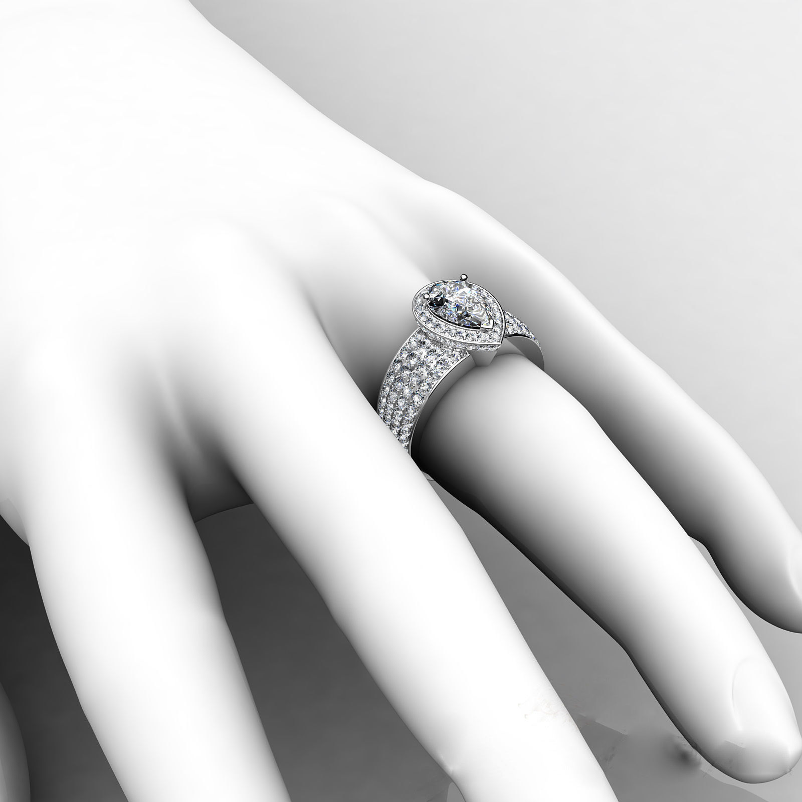 pear shape halo ring 3D print model_6