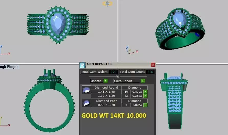 pear shape halo ring 3D print model_0