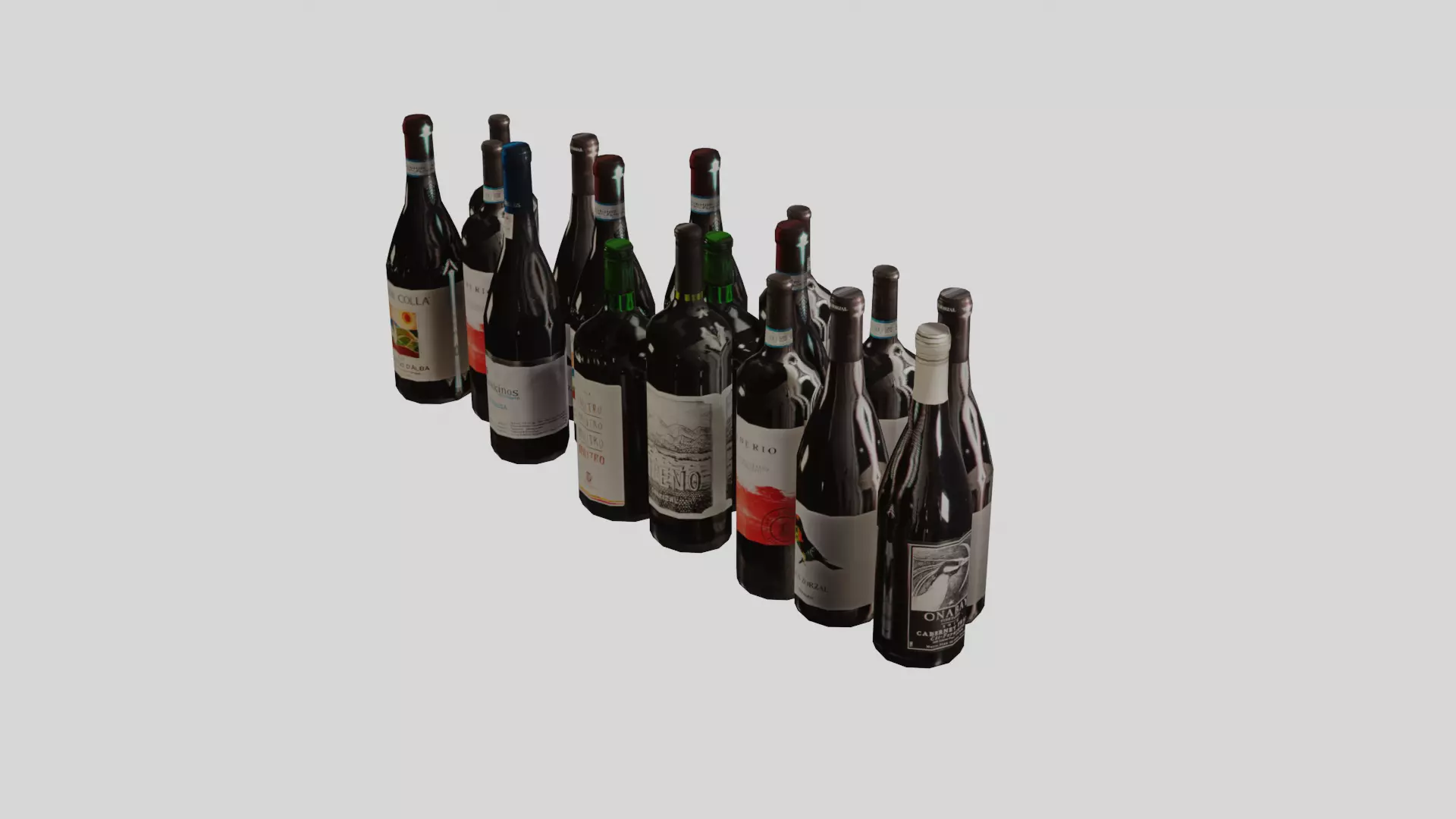 game ready wine bottles 3D model