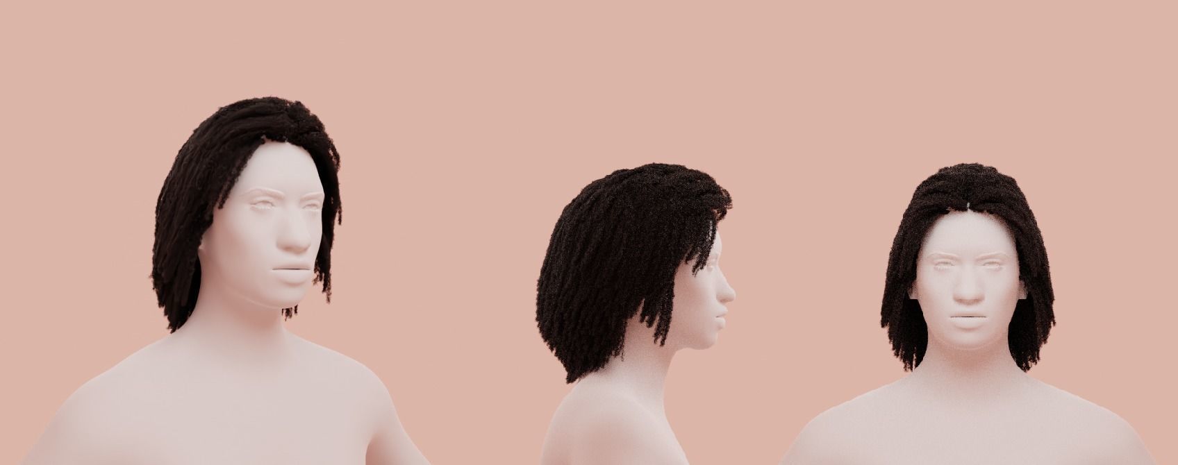 Dreadlocks African Hair 3D model_2
