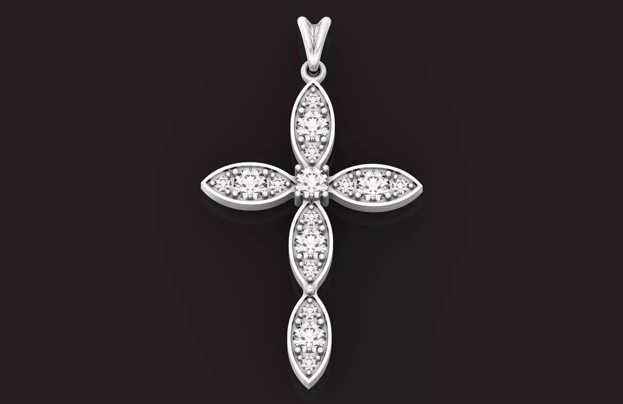 elegant female cross with stones lightweight 522 3D print model