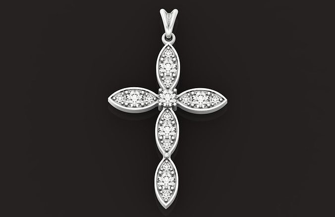  elegant female cross with stones lightweight 522 3D print model