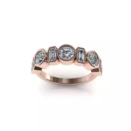 Wedding band with round and baguette stones