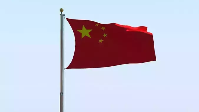 Animated China Flag 3D model