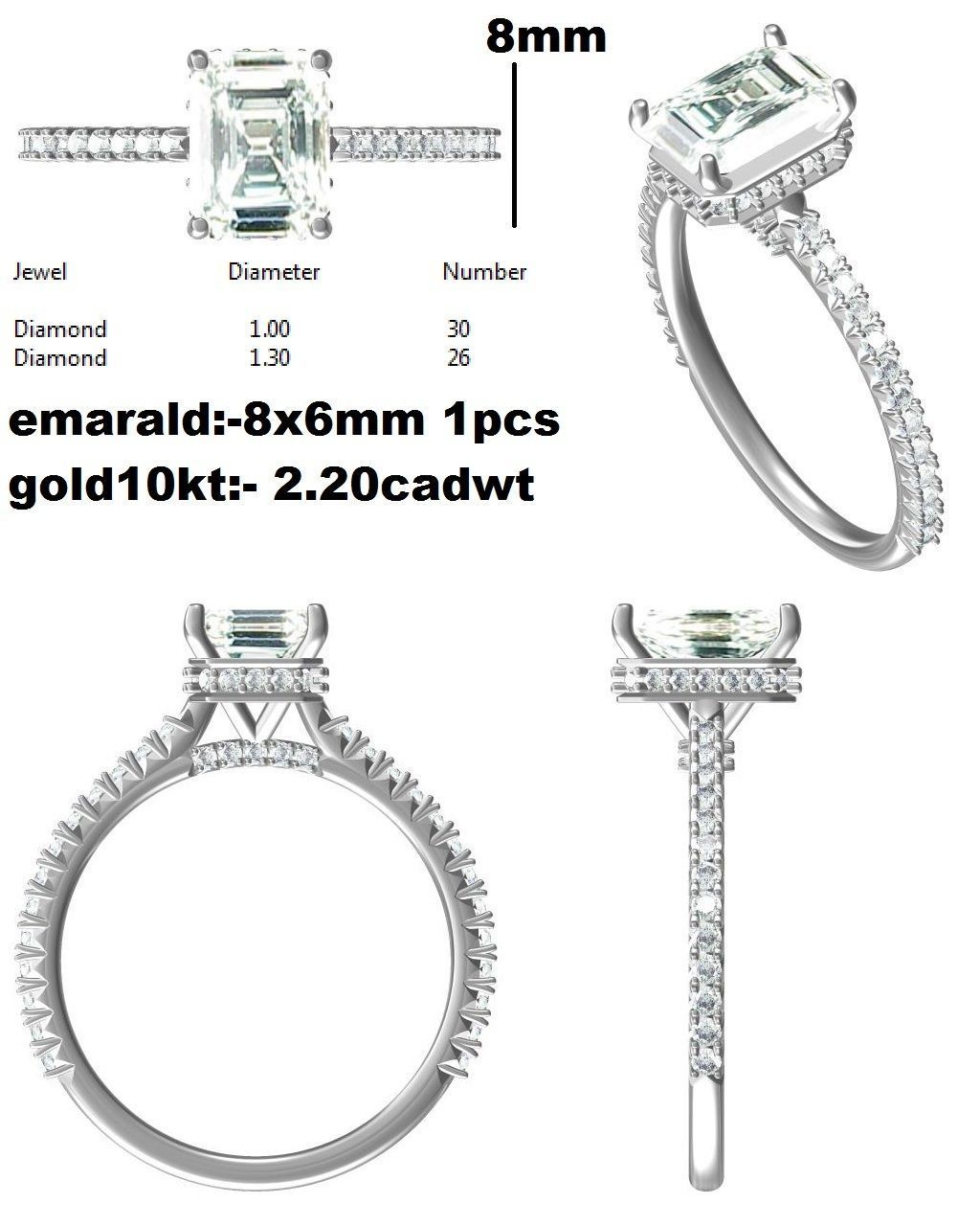 Emerald Cut Engagement Rings for Women free 3D model 3D printable