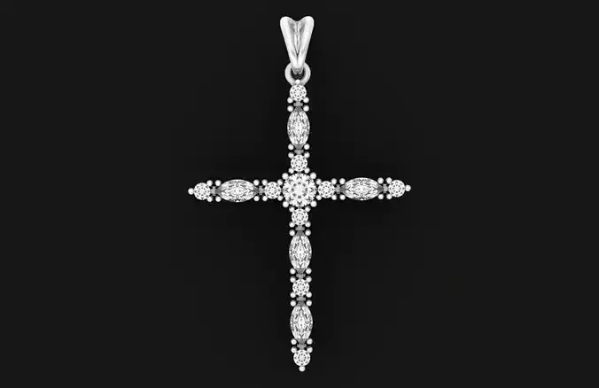 elegant woman cross with marquise stones lightweight 522