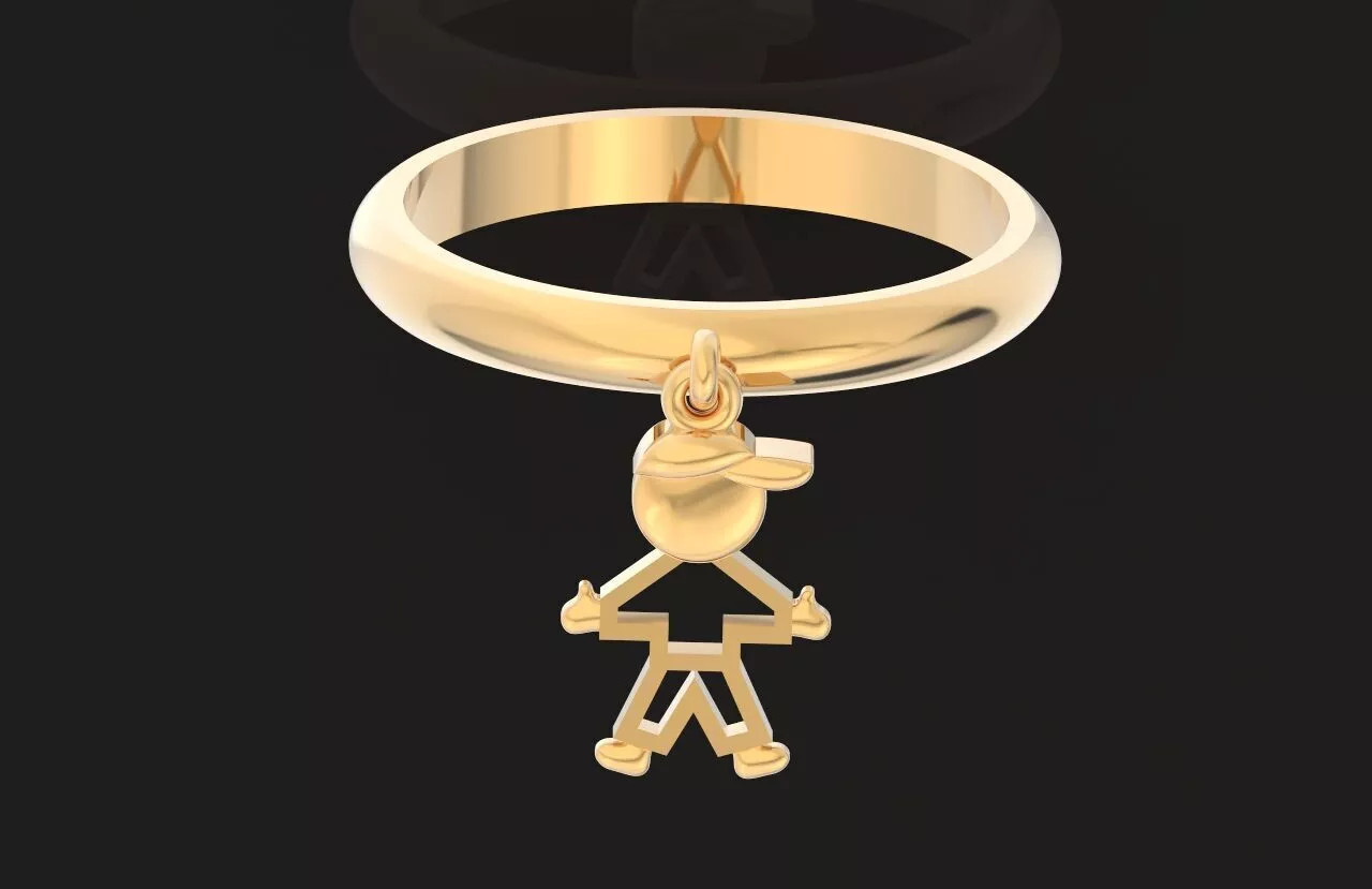 female cute engagement ring with boy pendant 525 3D print model