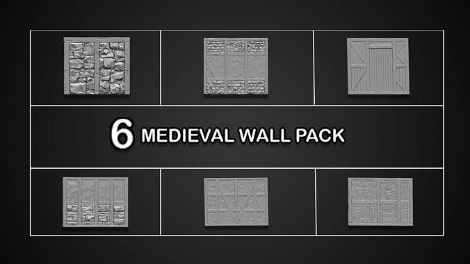 6 Medieval Wall Pack 3D model