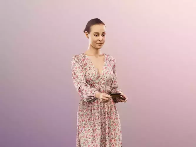 Carolin 13502 - Standing Woman Paying Low-poly 3D model