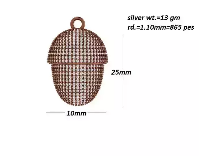 pendants pair of earrings gold with diamonds 3D print model