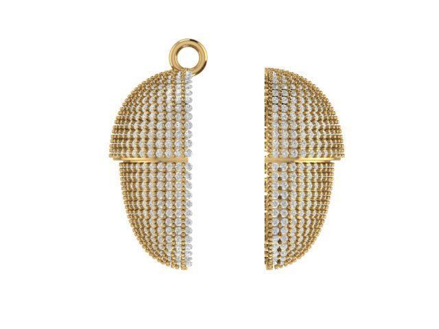 pendants pair of earrings gold with diamonds 3D print model_1