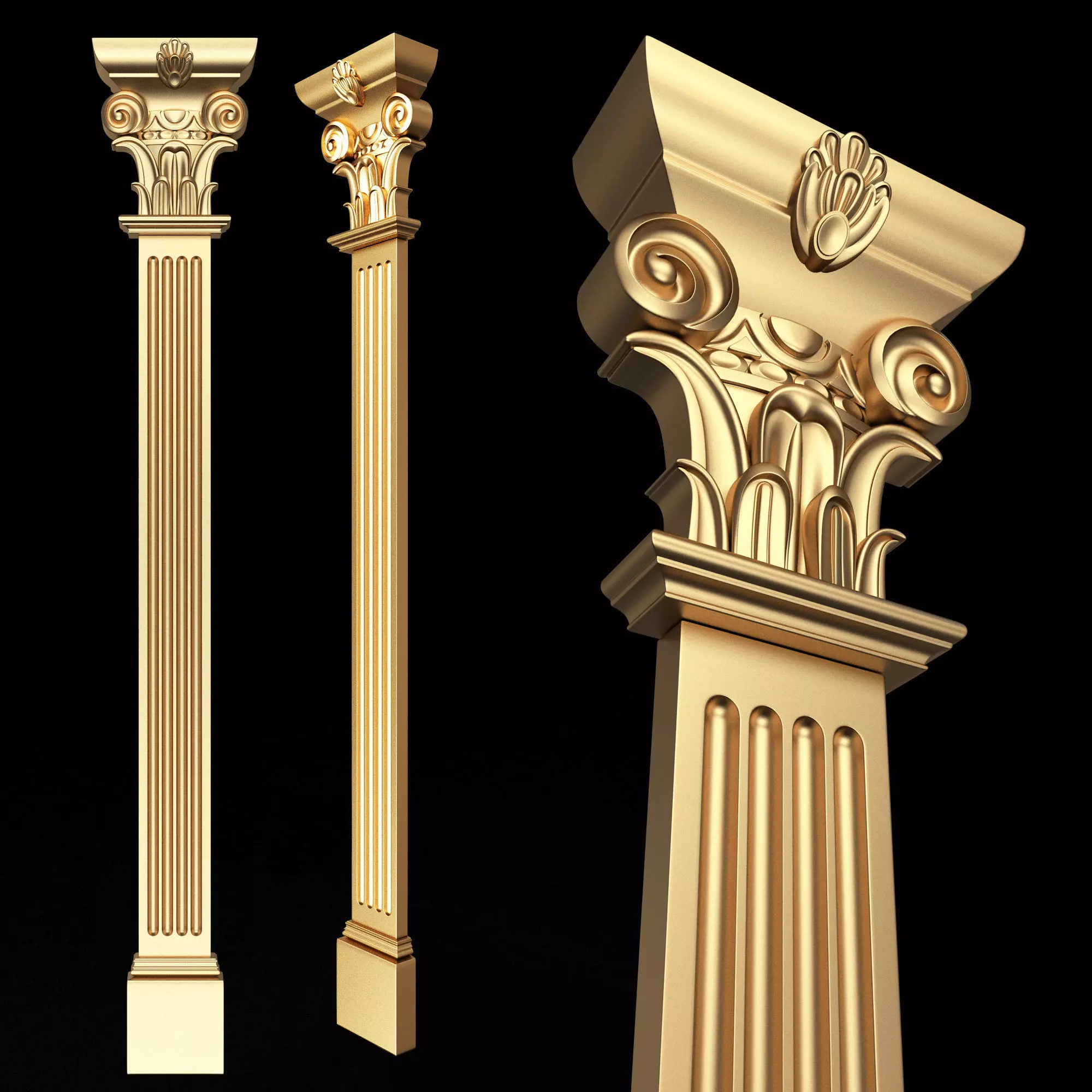 Column Capital 0603 Low-poly 3D model_0