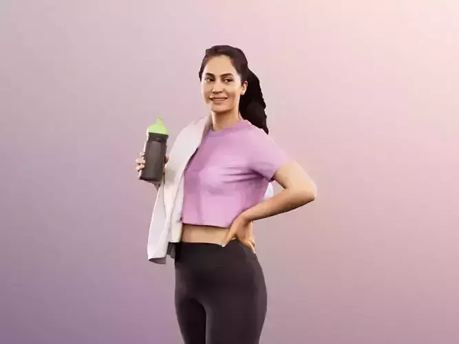 Tamina 13344 - Standing Athletic Woman Drinking  Low-poly 3D model