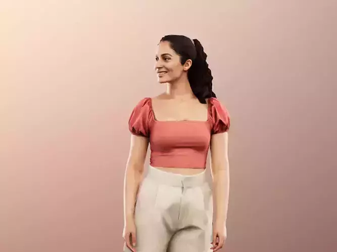 Tamina 13342 - Walking Woman In Summer Outfit Low-poly 3D model