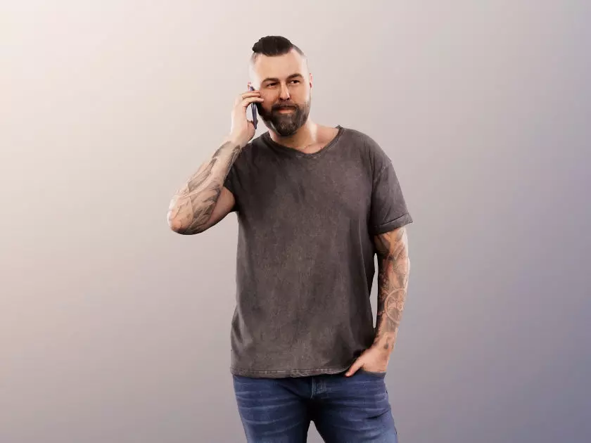 Olaf 13335 - Casual Man Standing Phone Call Low-poly 3D model_0