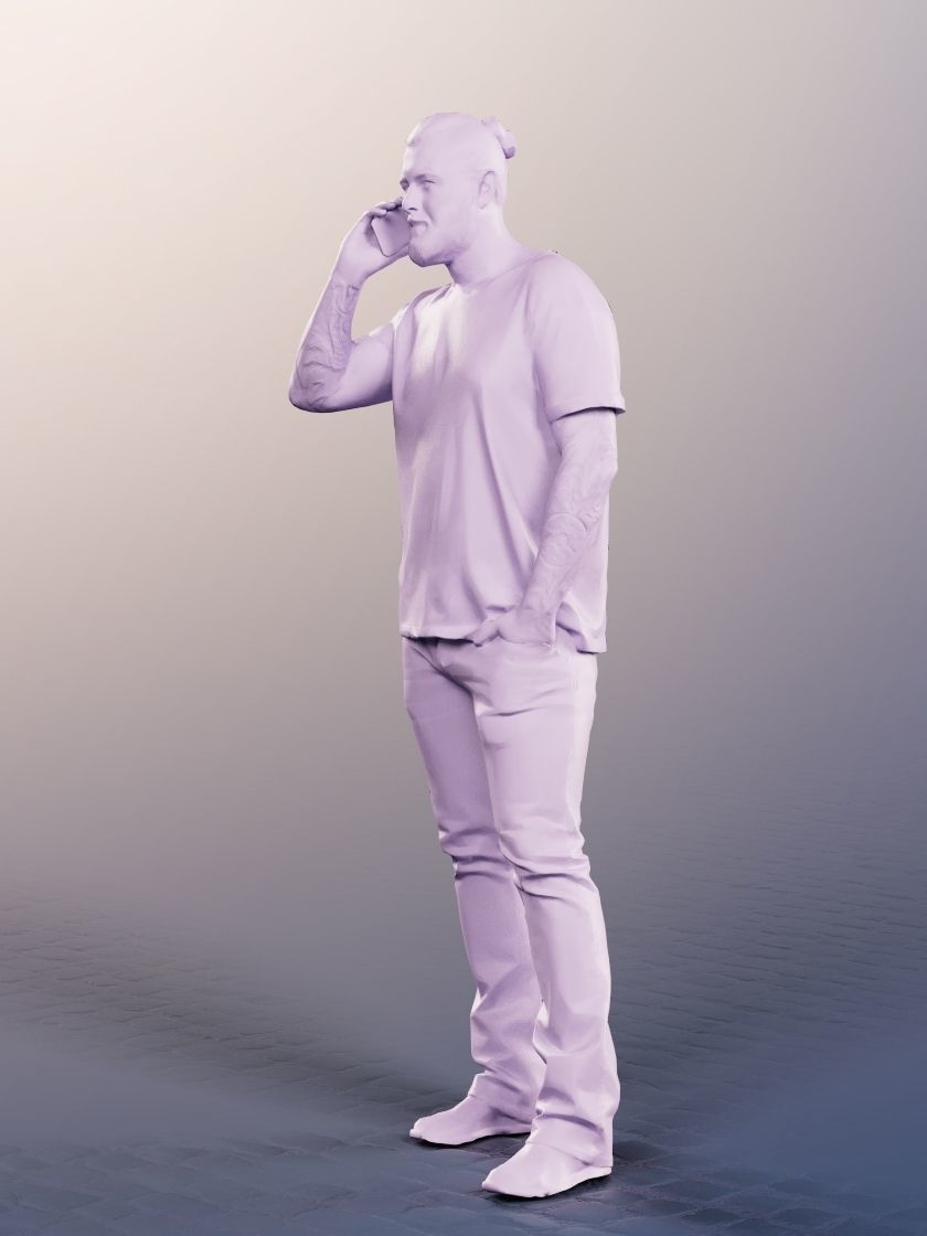 Olaf 13335 - Casual Man Standing Phone Call Low-poly 3D model_5