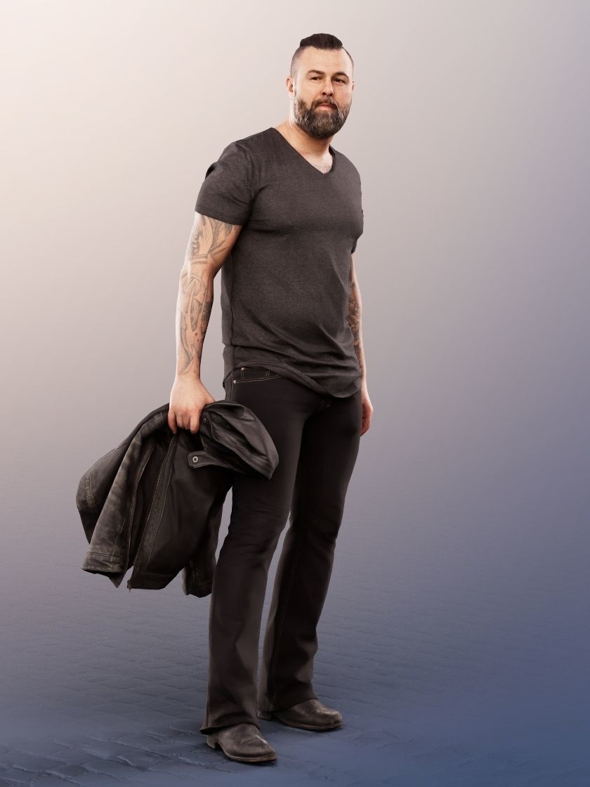 Olaf 13329 - Standing Casual Man Holding Jacked Low-poly 3D model_2