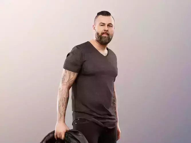 Olaf 13329 - Standing Casual Man Holding Jacked Low-poly 3D model